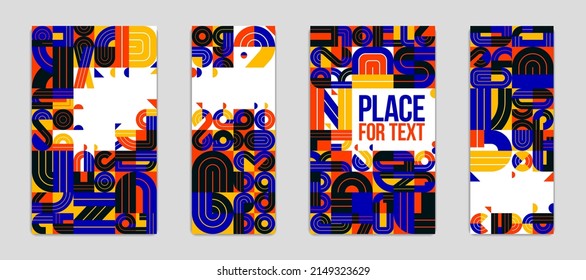 Modern abstract covers of banners set, vector geometric modern trendy and stylish designs, backgrounds with places for text.