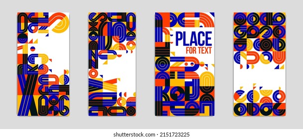 Modern abstract covers of banners set, vector geometric modern trendy and stylish designs, backgrounds with places for text.