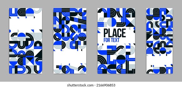 Modern abstract covers of banners set, blue vector geometric modern trendy and stylish designs, backgrounds with places for text.
