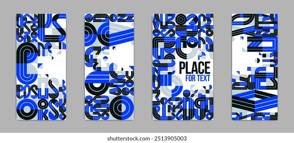 Modern abstract covers of banners set, blue vector geometric modern trendy and stylish designs, backgrounds with places for text.