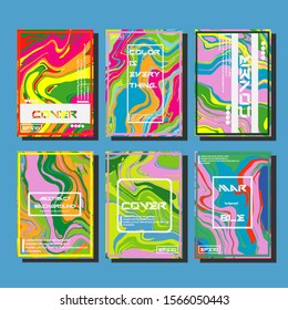 Modern abstract covers. Cool trendy fluid gradient shapes. Vector illustration