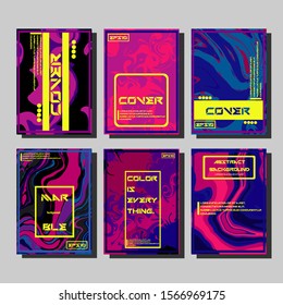 Modern abstract covers. Cool trendy fluid gradient shapes. Vector illustration
