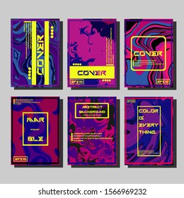 Modern abstract covers. Cool trendy fluid gradient shapes. Vector illustration
