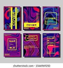 Modern abstract covers. Cool trendy fluid gradient shapes. Vector illustration