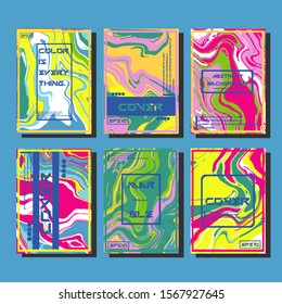Modern abstract covers. Cool trendy fluid gradient shapes. Vector illustration