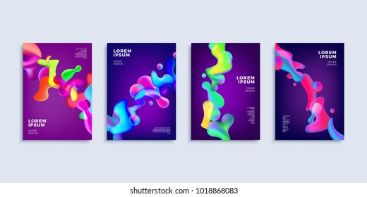 Conjunto de plantillas de diseño de cubiertas abstractas modernas. Composición de color líquido para volante, pancarta, folleto y póster. Ilustración vectorial Eps10.