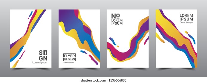 Modern abstract covers layout design template, Vivid and bright colors gradients, Annual report design, Poster and Banner, 4 set sign, Flat style vector illustration artwork.