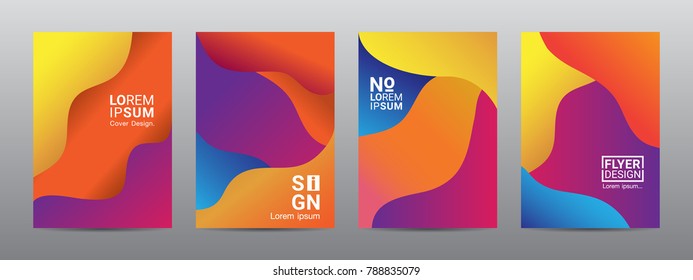 Modern abstract covers layout design template, Vivid and bright colors gradient, Annual report design, Poster and Banner, 4 set sign, Flat style vector illustration artwork.