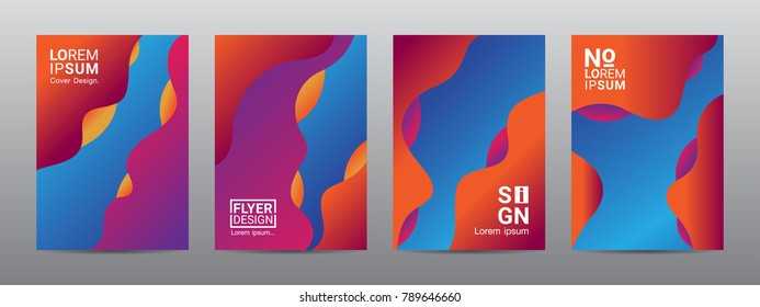 Modern abstract covers layout design template, Vivid and bright colors gradient, Annual report design, Poster and Banner, 4 set sign, Flat style vector illustration artwork.