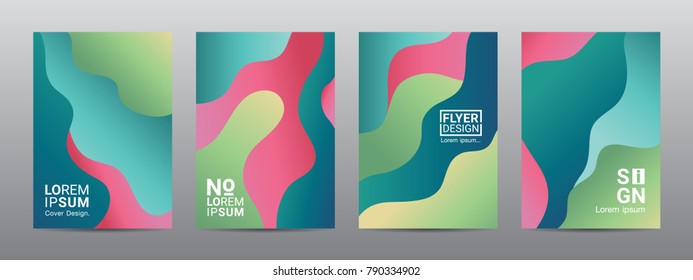 Modern abstract covers layout design template, Vivid and bright colors gradient, Annual report design, Poster and Banner, 4 set sign, Flat style vector illustration artwork.