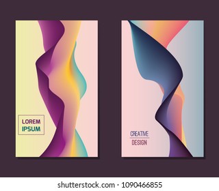 Modern abstract covers set. 3D wavy abstract background. Dynamic Effect. Futuristic Technology Style. Motion Vector Illustration. Background for banner, flyer, book, cover, poster.