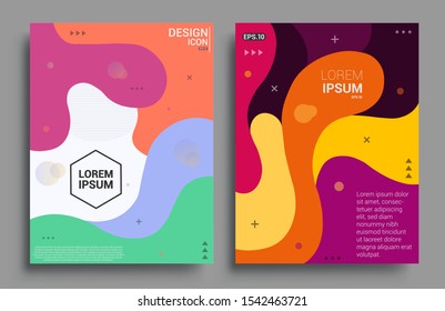Modern abstract covers set, Modern colorful wave liquid flow poster. Cool gradient shapes composition, vector covers design.