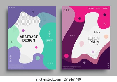 Modern abstract covers set, Modern colorful wave liquid flow poster. Cool gradient shapes composition, vector covers design.