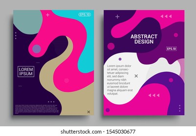 Modern abstract covers set, Modern colorful wave liquid flow poster. Cool gradient shapes composition, vector covers design.