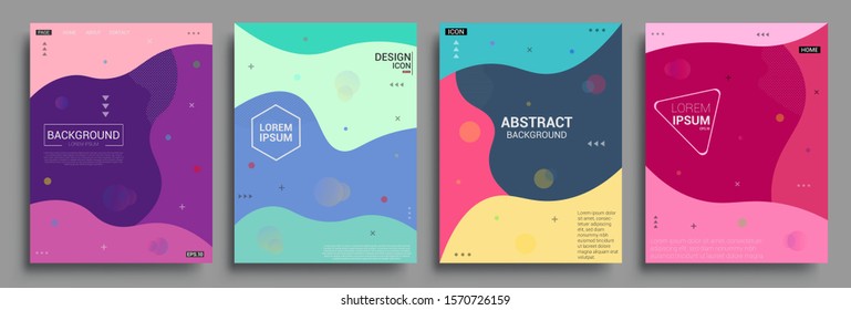 Modern abstract covers set, Modern colorful wave liquid flow poster. Cool gradient shapes composition, vector covers design.
