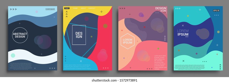 Modern abstract covers set, Modern colorful wave liquid flow poster. Cool gradient shapes composition, vector covers design.