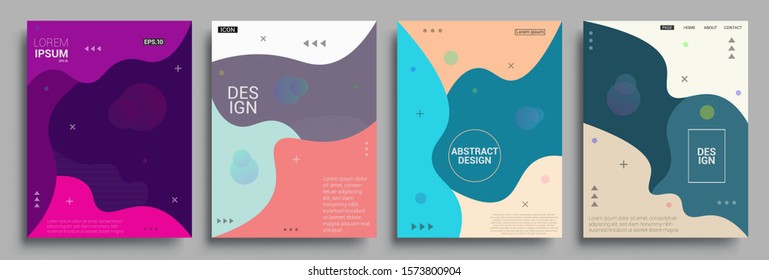 Modern abstract covers set, Modern colorful wave liquid flow poster. Cool gradient shapes composition, vector covers design.
