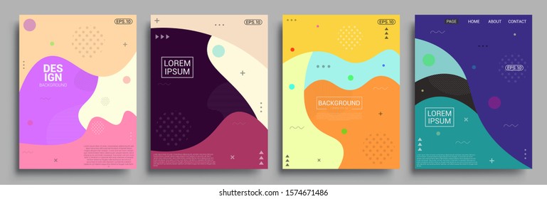 Modern abstract covers set, Modern colorful wave liquid flow poster. Cool gradient shapes composition, vector covers design.