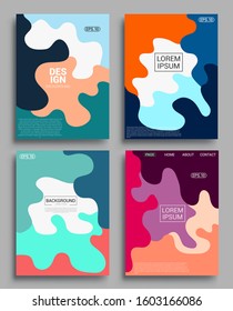 Modern abstract covers set, Modern colorful wave liquid flow poster. Cool gradient shapes composition, vector covers design.