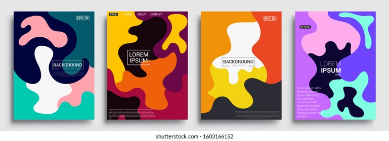 Modern abstract covers set, Modern colorful wave liquid flow poster. Cool gradient shapes composition, vector covers design.