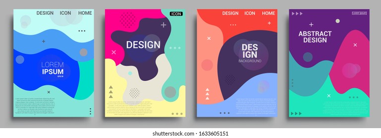 Modern abstract covers set, Modern colorful wave liquid flow poster. Cool gradient shapes composition, vector covers design.