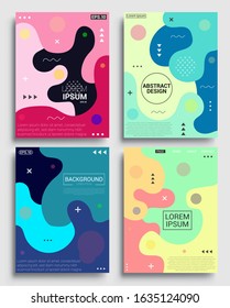 Modern abstract covers set, Modern colorful wave liquid flow poster. Cool gradient shapes composition, vector covers design.