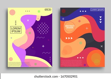 Modern abstract covers set, Modern colorful wave liquid flow poster. Cool gradient shapes composition, vector covers design.