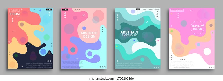 Modern abstract covers set, Modern colorful wave liquid flow poster. Cool gradient shapes composition, vector covers design.