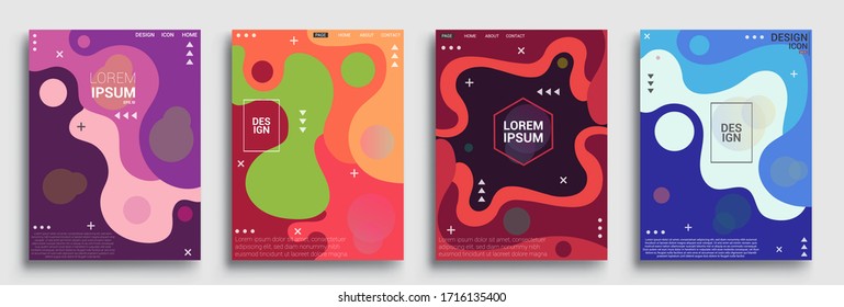 Modern abstract covers set, Modern colorful wave liquid flow poster. Cool gradient shapes composition, vector covers design.