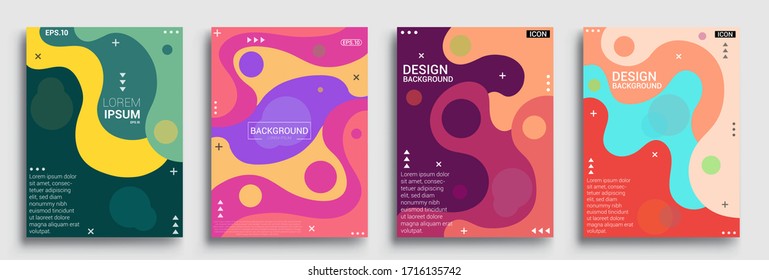 Modern abstract covers set, Modern colorful wave liquid flow poster. Cool gradient shapes composition, vector covers design.