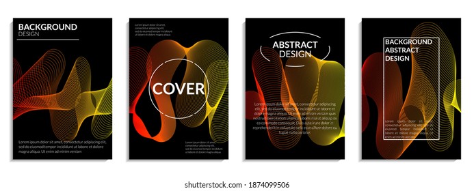 Modern abstract covers set. Colorful gradient geometric wavy line.