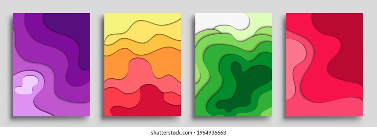 Modern abstract covers set, Modern colorful wave liquid flow poster. Cool gradient shapes composition, vector covers design.