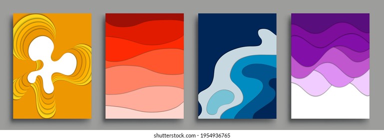 Modern abstract covers set, Modern colorful wave liquid flow poster. Cool gradient shapes composition, vector covers design.