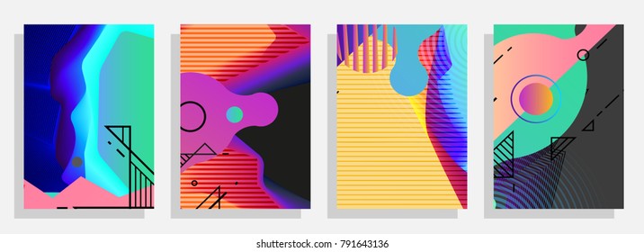 Modern abstract covers set. Colorful shapes composition. Eps10 vector.