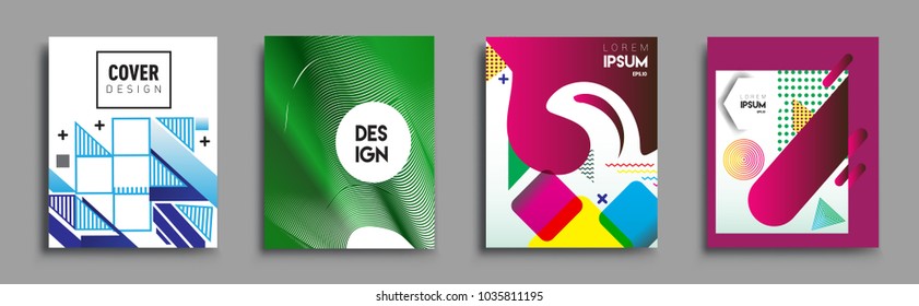 	
Modern abstract covers set. Cool gradient shapes composition, vector covers design.