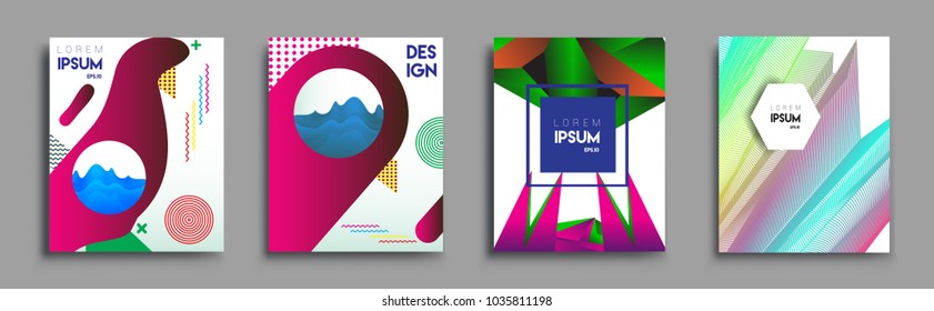 	
Modern abstract covers set. Cool gradient shapes composition, vector covers design.