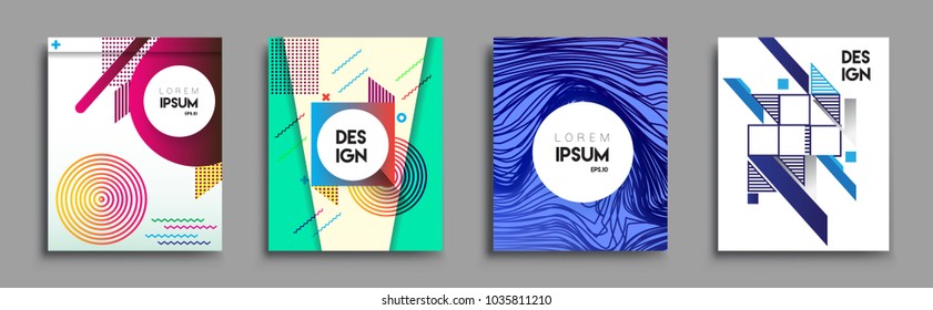	
Modern abstract covers set. Cool gradient shapes composition, vector covers design.