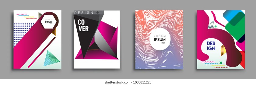 	
Modern abstract covers set. Cool gradient shapes composition, vector covers design.
