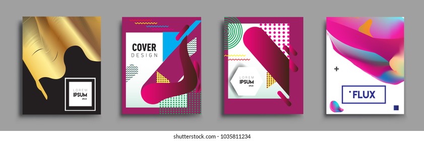 	
Modern abstract covers set. Cool gradient shapes composition, vector covers design.