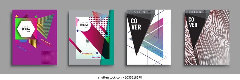 	
Modern abstract covers set. Cool gradient shapes composition, vector covers design.