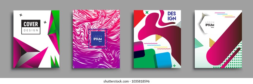 	
Modern abstract covers set. Cool gradient shapes composition, vector covers design.