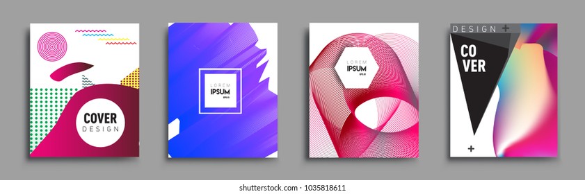 	
Modern abstract covers set. Cool gradient shapes composition, vector covers design.