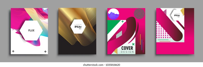 	
Modern abstract covers set. Cool gradient shapes composition, vector covers design.