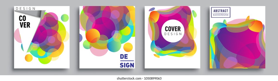
Modern abstract covers set. Cool gradient shapes composition and liquid colors, vector covers design.