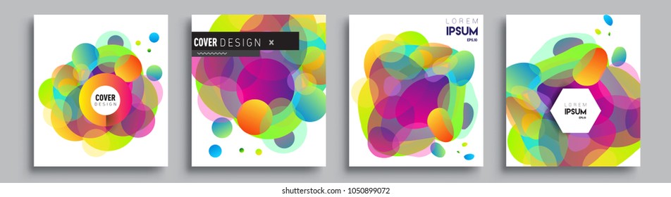 
Modern abstract covers set. Cool gradient shapes composition and liquid colors, vector covers design.