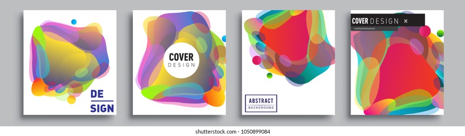 
Modern abstract covers set. Cool gradient shapes composition and liquid colors, vector covers design.