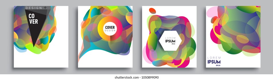 
Modern abstract covers set. Cool gradient shapes composition and liquid colors, vector covers design.