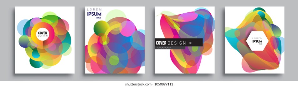 
Modern abstract covers set. Cool gradient shapes composition and liquid colors, vector covers design.