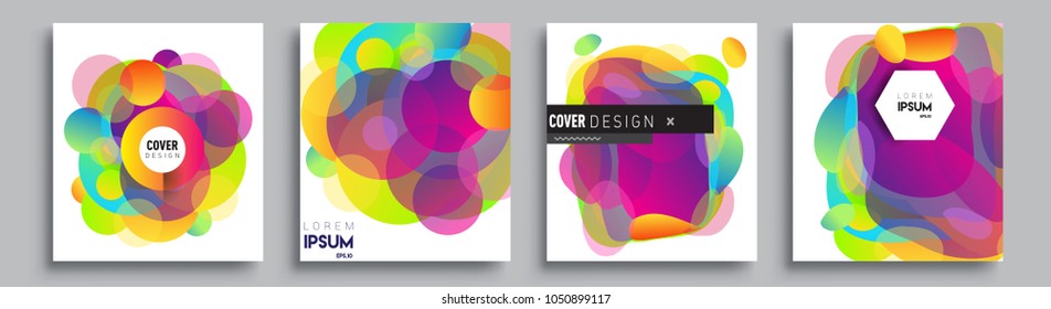 
Modern abstract covers set. Cool gradient shapes composition and liquid colors, vector covers design.