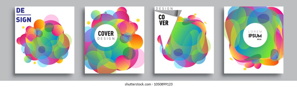 
Modern abstract covers set. Cool gradient shapes composition and liquid colors, vector covers design.